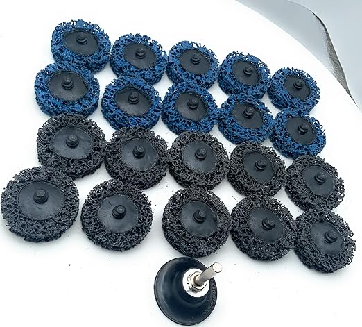 SIGNI Quick Change Poly Strip & Clean Rolok Disc for Rust and Paint Removal on Metal and Wood (2 inch, 10 Black+10 Blue+pad)