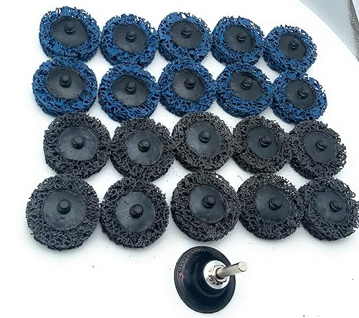 SIGNI Quick Change Poly Strip & Clean Rolok Disc for Rust and Paint Removal on Metal and Wood (2 inch, 10 Black+10 Blue+pad)