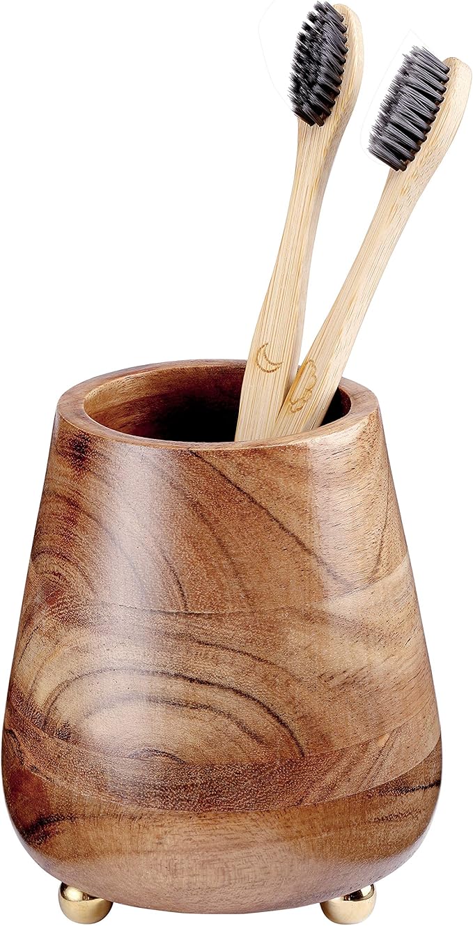 Folkulture Toothbrush Holders for Bathroom, Tooth Brushing Holder, Blue Toothbrush Holder, 4x3 Wooden Toothbrush Holder,Bathroom Organizers & Storage Countertop, Toothbrush Organizer, Bathroom Holders