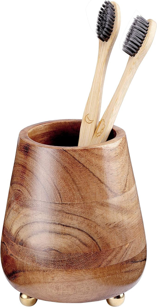 Folkulture Toothbrush Holders for Bathroom, Tooth Brushing Holder, Blue Toothbrush Holder, 4x3 Wooden Toothbrush Holder,Bathroom Organizers & Storage Countertop, Toothbrush Organizer, Bathroom Holders