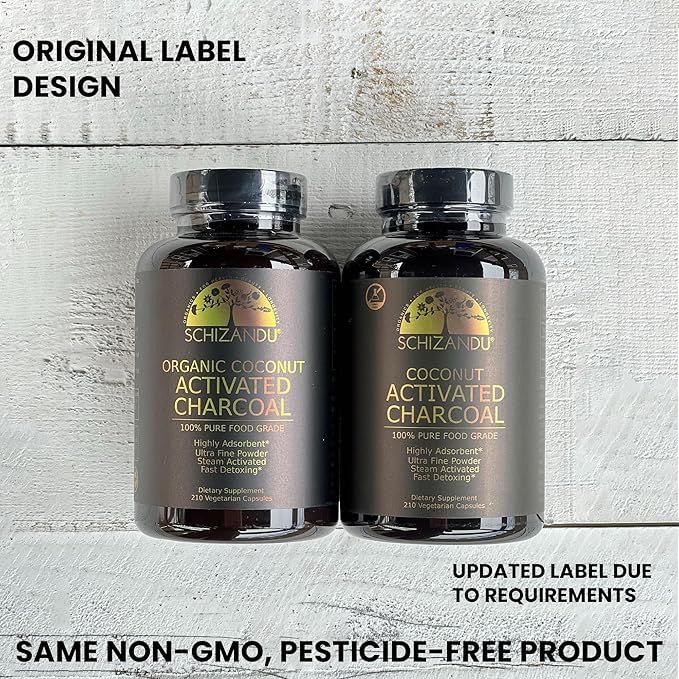 Activated Coconut Charcoal Capsules- Supports Health - Vegan, Organic, Non-GMO, No Additives - X-Large Bottle 210 Count - Pack of 2