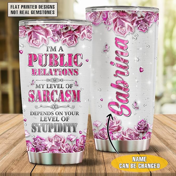 Personalized Public Relations Gifts For Women PR Coffee Mug Travel Cup Gift For Wife Daughter Mom Girls 20oz Insulated Stainless Steel With Lid Christmas Birthday Mother's Day Valentine