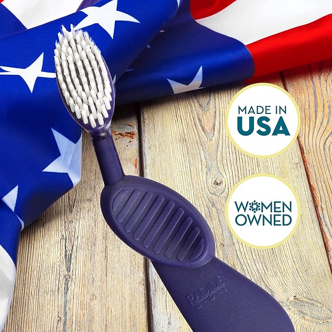 RADIUS Flex Brush with Soft Bristles Toothbrush BPA Free & ADA Accepted Designed to Improve Gum Health & Reduce Issues - Right Hand - Purple/White - Pack of 1