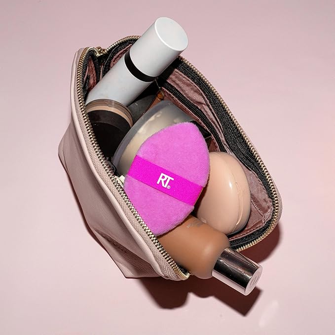 Real Techniques Miracle 2-In-1 Powder Puff, Dual-Sided, Full-Size Makeup Blending Puff, Reversible Elastic Band, Precision Tip Makeup Sponge & Powder Puff, For Liquid, Cream & Powder, 1 Count