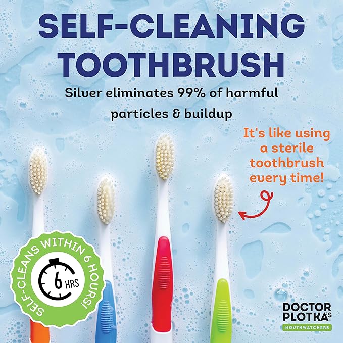 MOUTHWATCHERS Soft Flossing Manual Toothbrush for Adults, Blue, Ultra Clean, Good for Sensitive Teeth and Gums, by Dr. Plotka's