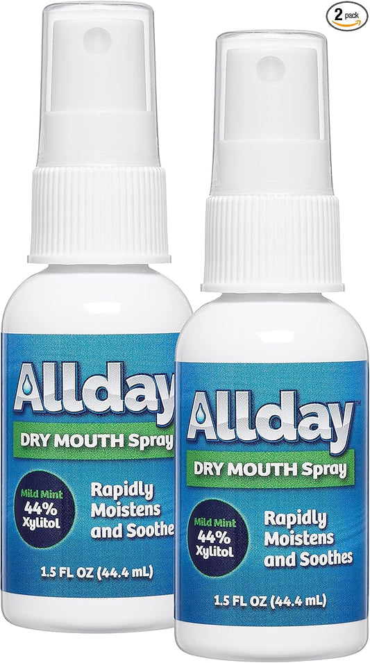 Allday Dry Mouth Spray - Maximum Strength Xylitol, Fast Acting, Non-Acidic (Pack of 2)