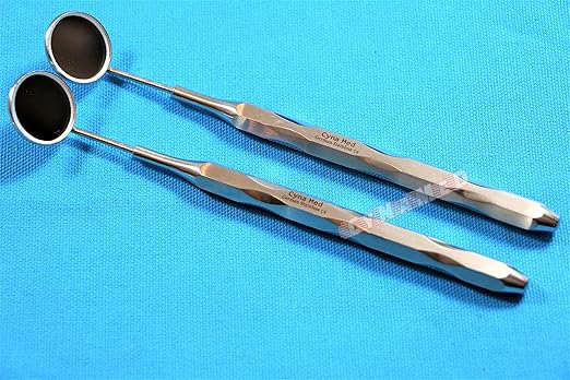 Cynamed Premium German -New Design Hollow Dental Mirror Handle with Replaceable Dental Mouth Mirror #5 Teeth Inspection Cleaning Examination Tool (Set of 2 Each)