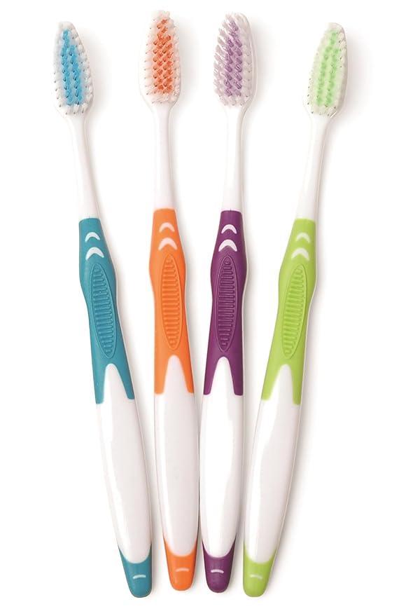 FRESHMINT Individually Wrapped Bulk Premium Toothbrushes (100 Pack), Oversized Easy Grip Rubber Handle, Soft Multi Color Nylon Bristles Perfect for Travel, Hotel, Donation