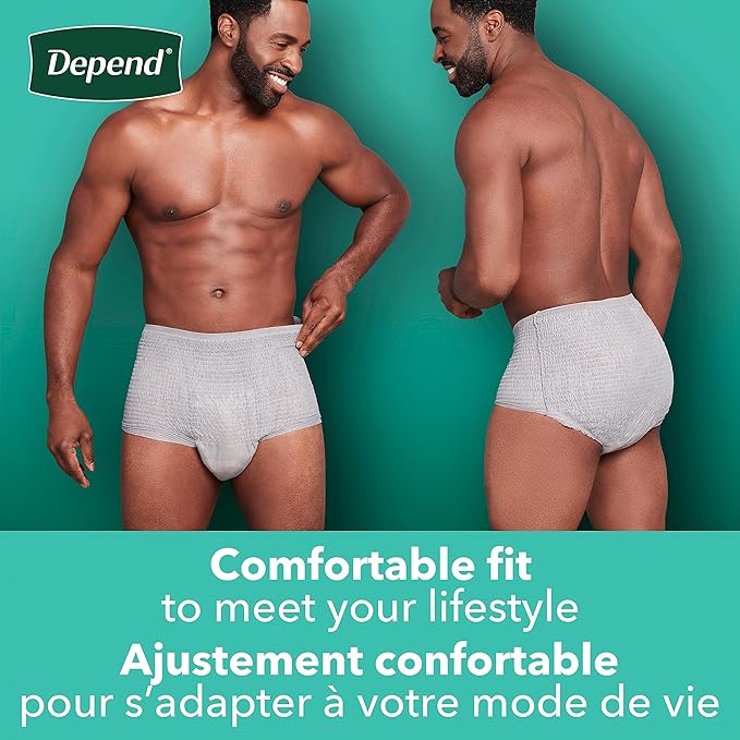 Depend Depend Fit-flex Incontinence Underwear for Men, Maximum Absorbency, S/m, Grey, 38 Count (2 Packs Of 19), Sm/Med, 19 Count
