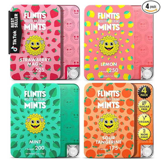Flintts Mints Starter Pack – Sugar Free Mouthwatering Mints for Dry Mouth Relief & Freshness – Vegan Oral Health Support with Sparkle Effect – Pocket Travel Saliva Substitute, Lozenges Alternative, Starter Pack (Starter Pack)