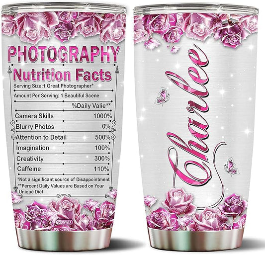 Personalized Gifts For Photographer Women Photography Coffee Mug Travel Cup Tumbler Gift For Wife Daughter Mom 20oz Insulated Stainless Steel With Lid Christmas Birthday Mothers Day Valentine