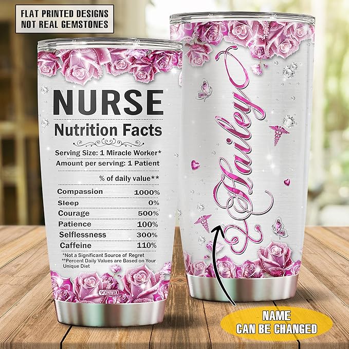 Personalized Nurse Gifts For Women 20oz Tumbler Coffee Mug Travel Cup Water Bottle Gift For Wife Daughter Mom Insulated Stainless Steel With Lid Christmas Birthday Mother's Day Valentine