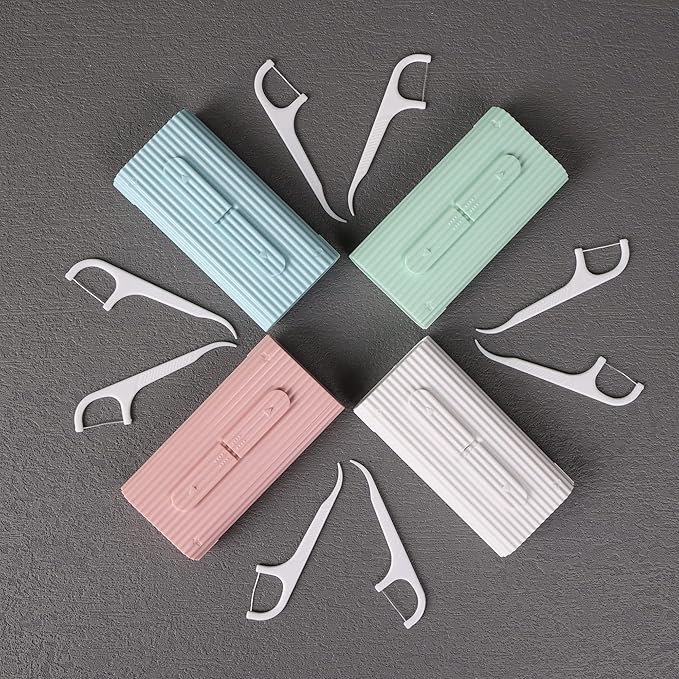 Pink Dental Floss Portable Case, Storage 10 Picks Adult Floss in Box. The Best Tool for Cleaning Teeth and Oral Care. Portable Travel Floss is Perfect for Dinners, Dating, Travel, Hotels.(Pink)