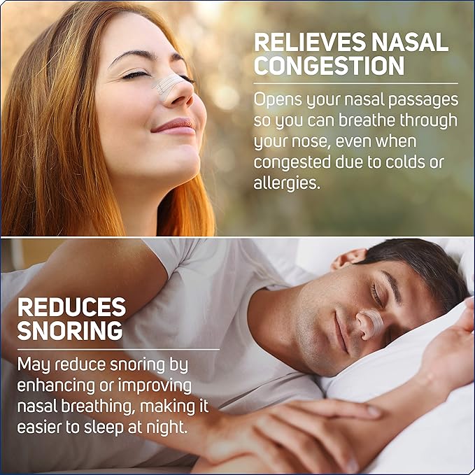 Nasal Strips Medium, Clear, 50 ct | Works Instantly to Improve Sleep, Reduce Snoring, & Relieve Nasal Congestion Due to Colds & Allergies