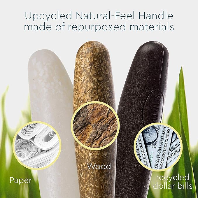 RADIUS Toothbrush Source Floss Brush BPA Free & ADA Accepted Improve Gum Health & Reduce Gum Issues - Medium - Cornstarch/Wood/Money - Pack of 3