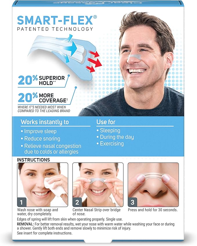 Nasal Strips Medium, Clear, 50 ct | Works Instantly to Improve Sleep, Reduce Snoring, & Relieve Nasal Congestion Due to Colds & Allergies