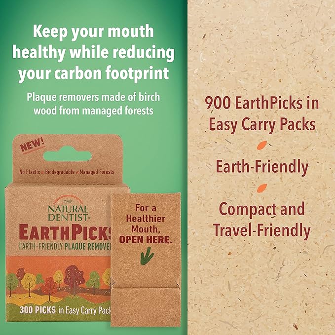 EarthPicks Plaque Removers - Better Than Floss Picks, 900 Count, Pocket-Sized Oral Health Solution, Eco-Friendly