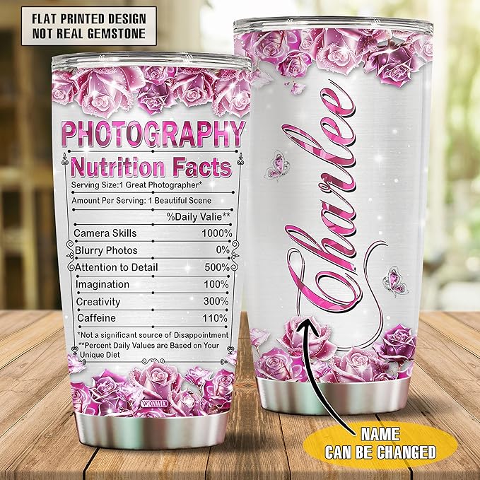 Personalized Gifts For Photographer Women Photography Coffee Mug Travel Cup Tumbler Gift For Wife Daughter Mom 20oz Insulated Stainless Steel With Lid Christmas Birthday Mothers Day Valentine