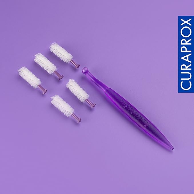 Curaprox Interdental Brush Set CPS 408 Perio – for Wider Gaps & Gum Care | Includes 5 Brushes & Ergonomic Holder for Comfortable Cleaning | Swiss Made