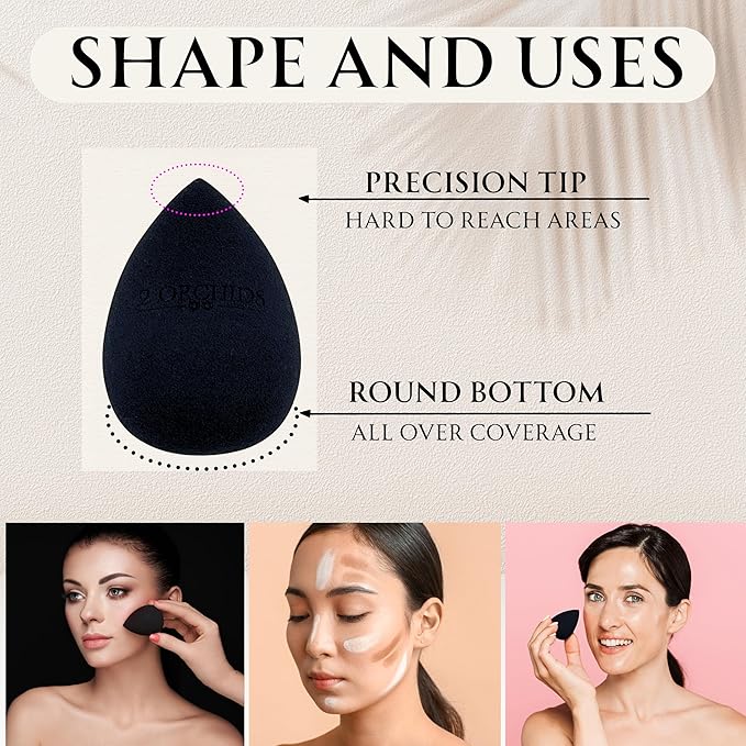 Beauty Blender Black Makeup Sponge– Premium Black Blender Foundation Applicator for Women & Teens, Versatile Face Sponge & Beauty Tool for Seamless Face Makeup and Professional Artists