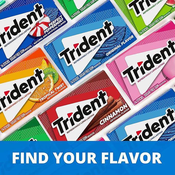 Trident Perfect Peppermint Sugar-Free Chewing Gum, 12 Packs of 14 Pieces (168 Total Pieces)