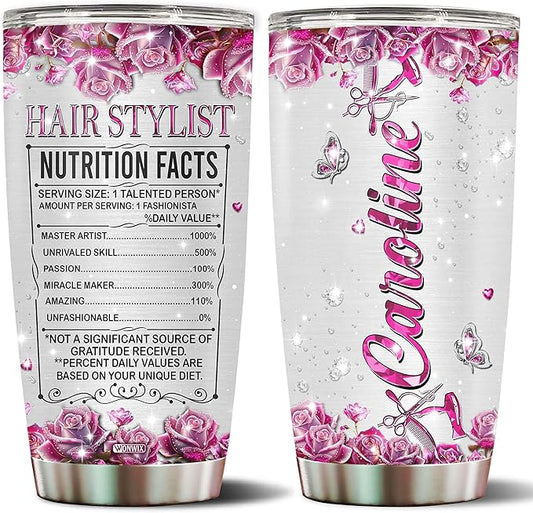 Personalized Tumbler Gifts For Hair Stylist Female 20oz Coffee Mug Travel Cup Gift For Women Wife Daughter Mom Insulated Stainless Steel With Lid Christmas Birthday Mothers Day Valentine