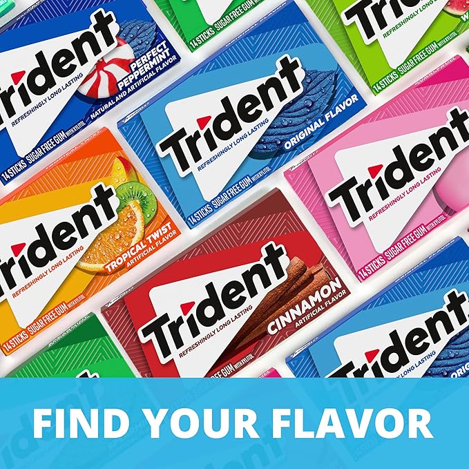 Trident Mint Bliss Sugar-Free Chewing Gum, 12 Packs of 14 Pieces (168 Total Pieces)
