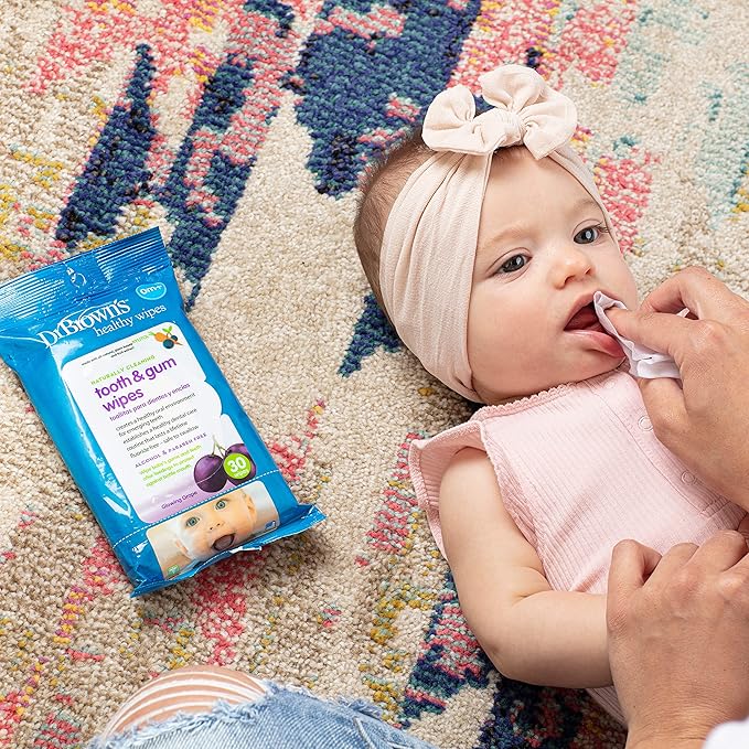 Dr. Brown's Healthy Wipes Variety Pack, Tooth and Gum, Nose and Face, Bottle and Pacifier, Cleaning Wipes, 100 count, 3-Pack Variety (Packaging May Vary)
