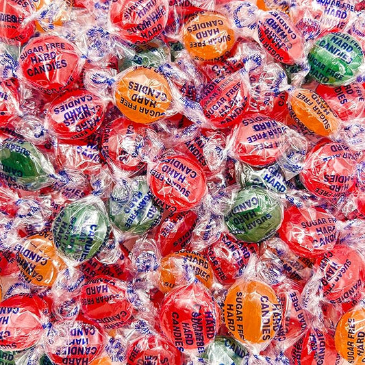 Sugar Free Hard Candy Mix | 1 Pound Bag | About 75 Count | Assorted Fruit Flavors | Individually Wrapped Sugarless Hard Candy for Office Bowl | Lime, Cherry, Orange