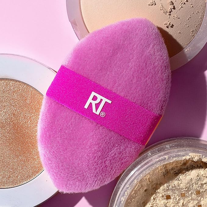 Real Techniques Miracle 2-In-1 Powder Puff 2 Pack, Dual-Sided, Full Size Makeup Blending Puff, Reversible Elastic Band, Makeup Sponge & Powder Puff, For Liquid, Cream & Powder Products, Crulety-Free
